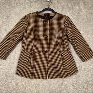 Talbots Checkered Brown Blazer Size 14P